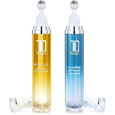 Dongyu Caffeine eye Serum + Retinol Eye Serum with 360° Massage Roller Cover