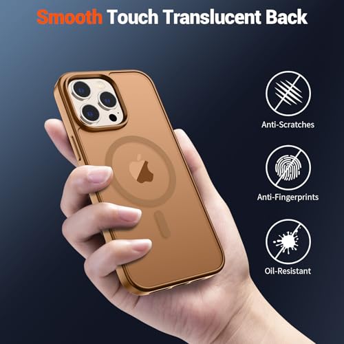 Image of SUPFINE Magnetic for iPhone 15 Pro Case (Compatible with MagSafe) (Military Grade Drop Protection) Translucent Matte Shockproof Phone Cover,Brown