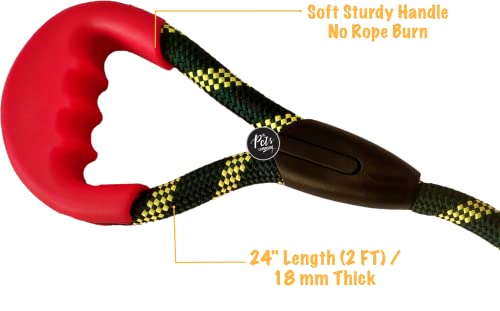 Image of The Pets Company Short Rope Dog Leash for Giant & Large Dogs with Rubber Hand Grip, Green 18 mm, 2 Feet