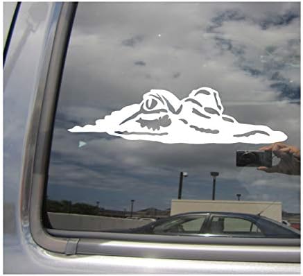 Smiling Devil Green Alligator Vinyl Decal - 12 Inch Tall Cartoon Sticker