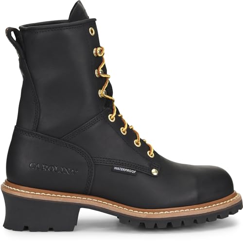 Image of Carolina 8 inch Waterproof Logger Boots for Men, EH-Rated Lineman Boots | EH-Rated Protection, Slip-Resistant Lug Sole, Waterproof Build, Triple-Rib Steel Shank, Welt Construction, Work Shoes for Men