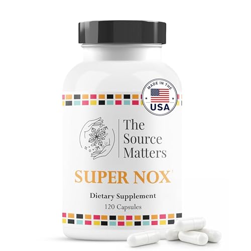 THE SOURCE MATTERS Super NOX (120 Capsules) - Nitric Oxide Supplement with L Citrulline - Nitric Oxide Booster for Circulatory & Vascular Support | Quercetin & Grape Seed Extract