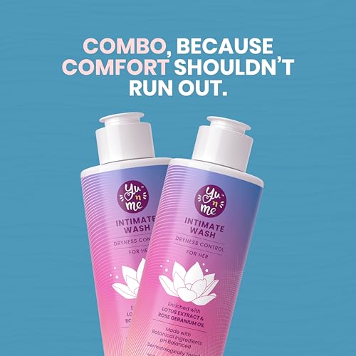 Image of Yu n Me Dryness Control Intimate Wash for Women | 200ml Feminine Hygiene Cleanser | Lotus & Rose Geranium Extracts | pH Balanced Vaginal Dryness Relief | Dermatologically Tested | Paraben & Sulfate Free | PO2