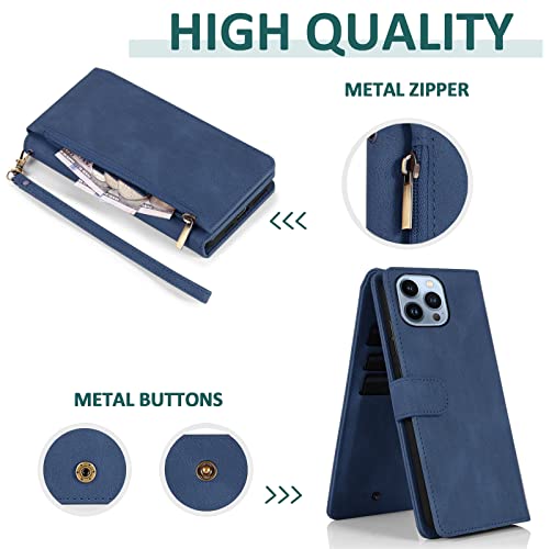 Funda de cuero para iPhone 13 Pro Asuwish con tapa flip y protector 5