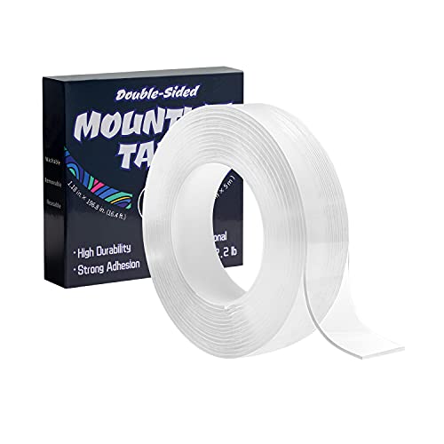 Double Sided Tape Heavy Duty: Multipurpose Mounting Tape for Walls - Strong Transparent Adhesive Tape - Washable Removable Poster Tape for Home/Office/Car Decor - Fix Carpet Mats- 16.4 FT -1.18 inch