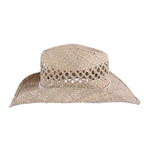 Broner Carson City Vented Seagrass Western Hat with Adjustable Chin Cord, Large Natural