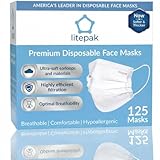 Litepak 125-Pack Disposable Face Mask Premium Comfort Earloops with Dispenser Box (White)