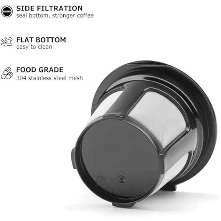 Reusable K Cups for Keurig K Elite, K Classic, K Compact, K Latte, K Duo and All 2.0 & 1.0 Coffee Makers, 4 Pack K Cup Coffee Filters - Black