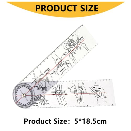 Telituny Goniometer Physiotherapie, 18cm Medizinischer Winkelmesser Schule, PVC Transparenter Gelenkmesser, Transparente 360° Drehung Gelenk-Orthopädie Protraktor, für Physiotherapie Sporttherapie