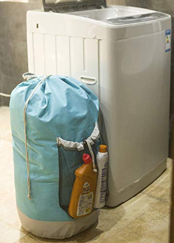 Amelitory Large Backpack Laundry Bag With A Strong Shoulder Strap Storage Bag Drawstring Closure Lake Blue #TOP5
