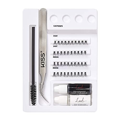 Kiss Lash Couture Luxtensions Collection 3D Diy Faux Lash Extensions Kit, With Semi-Permanent Lash Adhesive, Adhesive Remover, Precision Tweezer, Spoolie Mascara Wand, And 40 Lash Clusters #TOP3