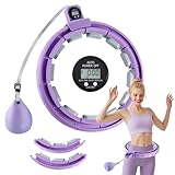 Heasin Smart Hula Hoop Reifen Erwachsene und Anfänger, Hula Hoop Mit Gewicht Kugel und Zähler, 18 Knoten Hula Circle Abnehmbarer, zum Abnehmen und Fit Werden, Geräuscharm, für Frau und Männer (Lila)