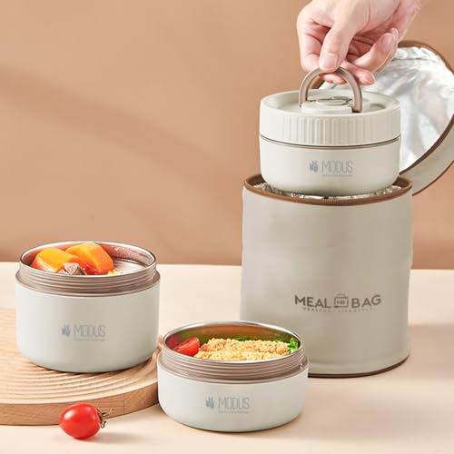 Conjunto de Recipiente para Almoço Lancheira de Aço Inoxidavel com Bolsa Térmica e Talheres 2 Camada