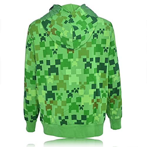 Minecraft Boys Video Game Hoodie - Black And Green Creeper Face - Official Zip Hoodie Sweatshirt (Green Camo, Large) #TOP1