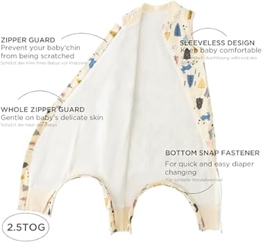 Duomiaomiao Saco de dormir unisex para bebé, 100% algodón, TOG 2.5, manta portát