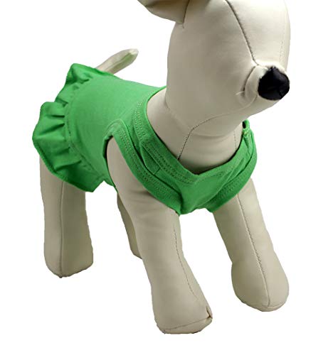 Pet Clothes Small Dog Clothing Blank Color Sport Dress T-Shirts Tee Dresses Tanks Top For Small Size Female Dogs Summer Spring Pet Costumes 100% Cotton (Xl, Green) #TOP6
