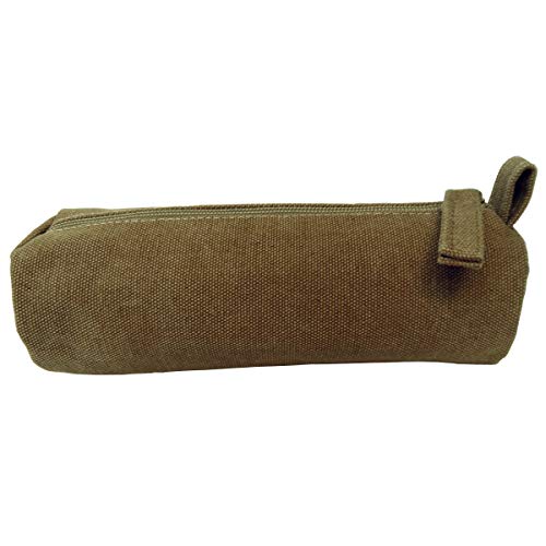 Enyuwlcm Heavy Canvas Stationery Portable Compact Simple Zipper Pencil Case And Durable Small Medicine Bag 1 Pack Khaki #TOP24