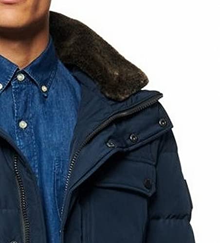 Image of Andrew Marc Men's Legacy Godwin 29.5down Filled Trucker Jacket With Removable Faux Fur Collar and Hidden Hood