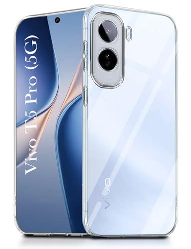 Image of Jkobi Silicone Back Cover Case for Vivo T5 Pro 5G (Clear Shockproof Case with Camera Protection | Soft and Flexible | Transparent)