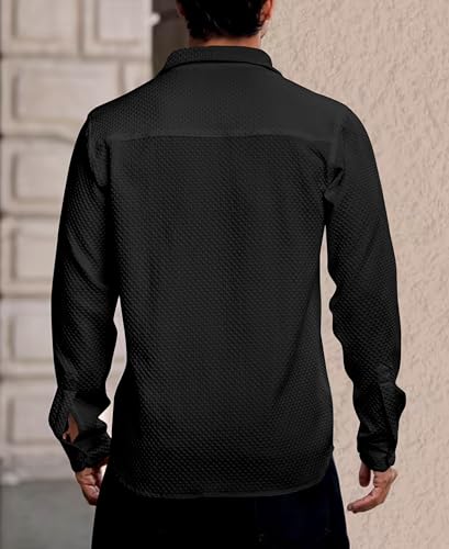 Image of Men's Linen Casual Shirt | Long Sleeve Button Down | Textured Design | Regular Fit Summer Wear | Lightweight & Stylish Shirt for Men