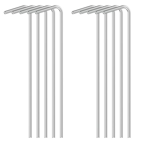 Raynesys Galvanized Tent Stakes 10 Pack, Heavy Duty Camping Stakes with Hook, 7 Inch Metal Tent Stakes, Tent Garden Stakes for Camping, Canopies, Gardening, Outdoor Decorations