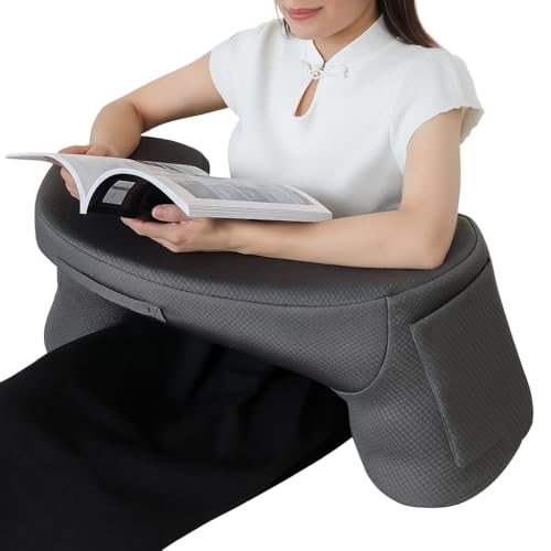 Large Memory Foam Reading Pillow with Arms | Bed Rest Pillow for Gaming, Reading, Working, Relaxing | Comfortable Support for Steam Deck, Switch, or Laptop Use on Bed, Floor, Sofa | Ergonomic Design