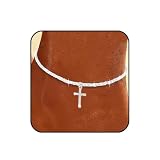 Flimire S925 Sterling Silver Anklets Dainty 14K Gold Plated Waterproof Ankle Bracelets Rhinestone Cross Layered Anklet Chain Glitter Fashion Foot Jewelry for Women(Sliver Single Layer+Cross)