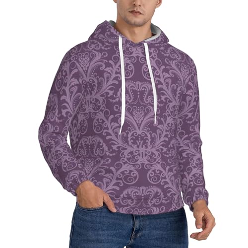 Sweat à capuche violet homme en polaire classique imprimé pour le quotidien