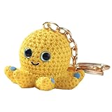 Octopus - Charm portachiavi in resina 3D ANIMALE EA ANIMALI, carino creature keyder per ragazze adulte ragazzi, accessorio elegante per zaino | Adorabile novità Marine Regalo per il, giallo, Se immagine