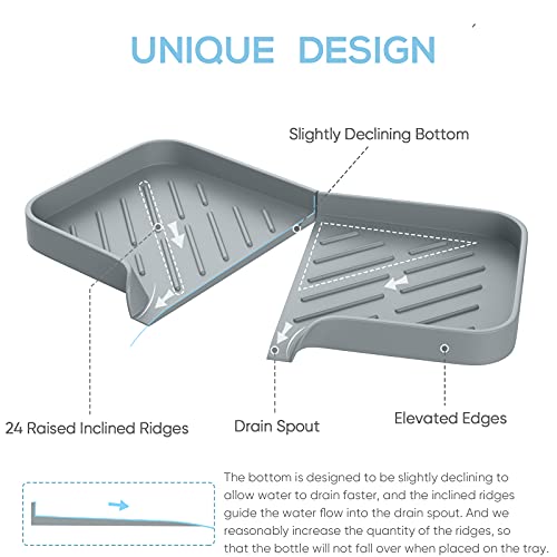 Kitchen Soap Tray,Kitchen Sink Tray Sponge Tray Kitchen Sponge Holder Self Draining Premium Silicone Soap Holder For Bathroom Kitchen Counter Sink Caddy Organizer For Dish Soap Bottle,Soap Dispenser #TOP1