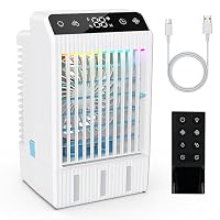 Portable Air Conditioner, Evaporative Mini Room Air Conditioner Cooling Fan, 2~12H Timer, AC Unit Air Cooler with 1000ML Water Tank, AC Portable for Room, Office, Car (White)