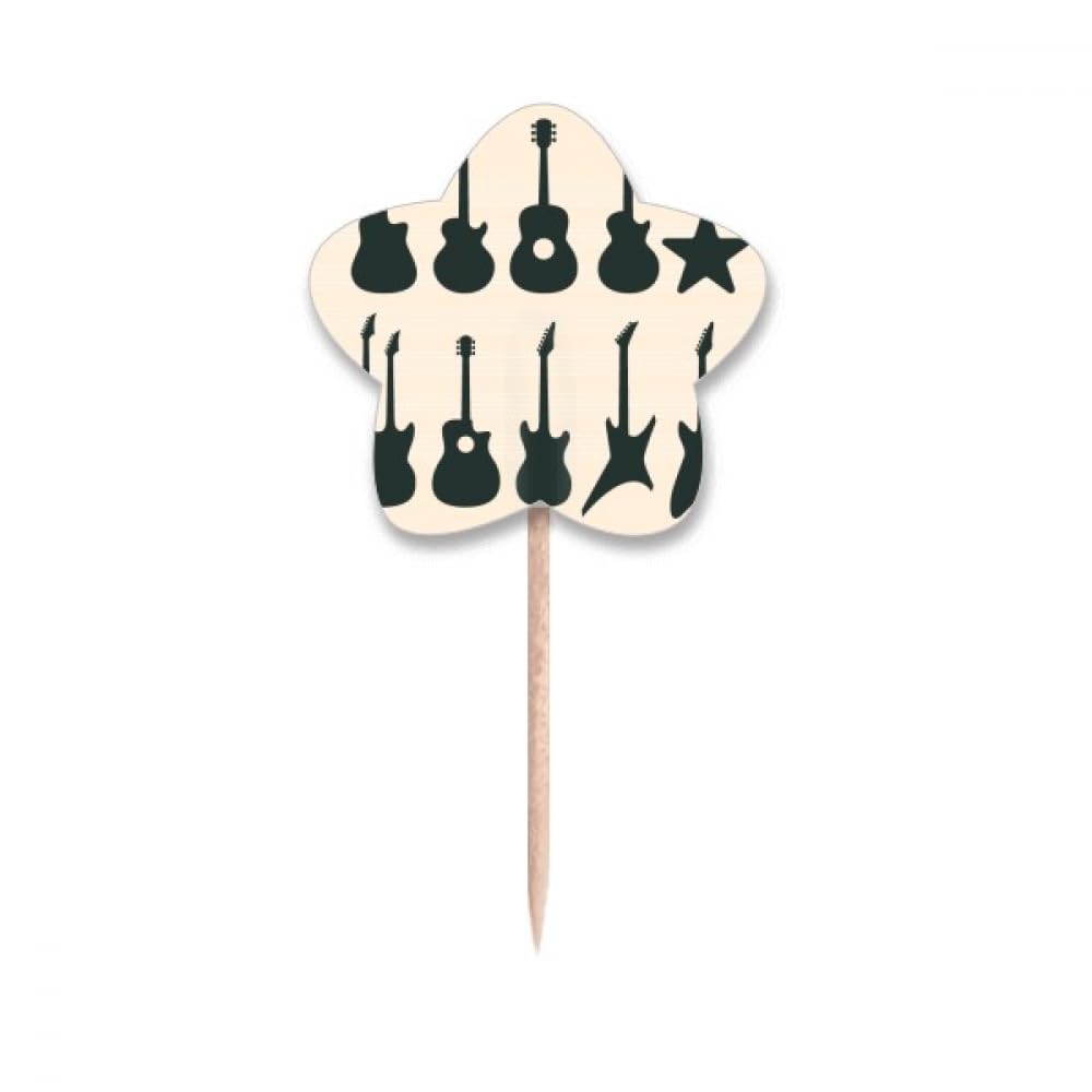 Guitare électrique drapeaux de décoration cupcake pour fête rock