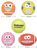 TONGKTAI Quietschende Hundebälle, [4 Pack] Latex Hunde Quietsch Spielzeug, 2,7'' Weiche Bouncy Fetch Bälle für Mittlere Kleine Haustiere Interaktives Spielen