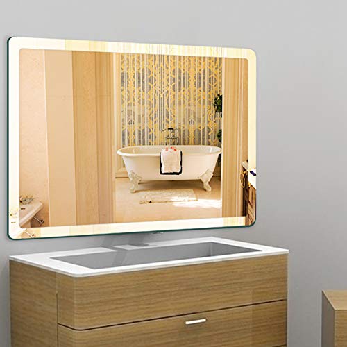 Miroir Mural Sans Cadre 60x40 Cm - Rectangulaire, Coins Arrondis, Verre HD 3mm, Parfait Salle De Bain, Salon, Décoration
