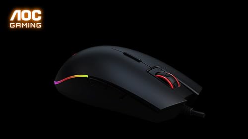 Vista 8 de AOC Mouse RGB para juegos, compatible con analizador NVIDIA Reflex, bajo retraso de entrada, interruptores OMRON (L&R), 5000 DPI, botones