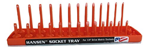 Hansen Global Hansen 1406 1/4" Drive Metric Regular & Deep Socket Holder - Orange