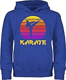 Kinder Sport Kleidung - Karate Retro Sonne - 128 (7/8 Jahre) - Royalblau - JH001K_Kinder_Hoodie - JH001K JH001J Just Hoods Kids Hoodie - Hoodie Kinder Pullover für Mädchen und Jungen