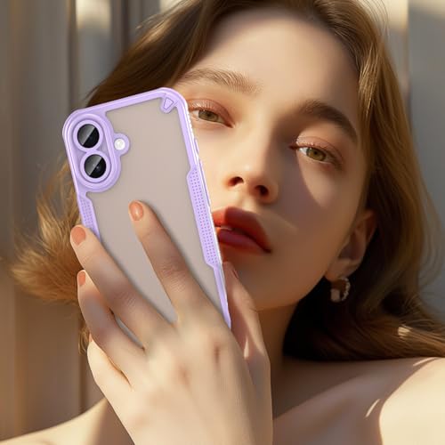 Image of Elzzi Semi-Transparent Frosted iPhone 17 Case PC + TPU Finish Protective Slim Matte Shockproof with Anti-Fingerprint Phone Back Cover for Men & Women - Lavender