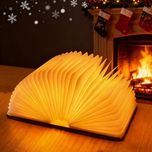 Image of Wooden Book Lamp, 3 Colors Folding Book Lamp,Teacher Appreciation Gifts for Women, LED Ambient Lighting, Magnetic Mood Lighting for Home Decor Birthday Gifts