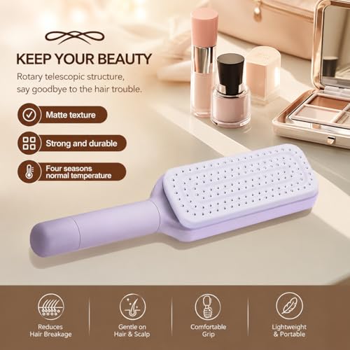 Image of KAIDAA Self Cleaning Hair Brush for Women & Men, Detangler Hair Comb for Wet Dry Hair, Anti Static Hairbrush, Scalp Massage Comb for Curly Thick Hair