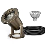 ATCD LED Pond Light Solid Brass 12V Low Voltage Landscape Underwater Submersible Lights with 7W MR16 LED Bulb Outdoor Copper Long Lasting Pond Lighting for Pool Fountain Garden