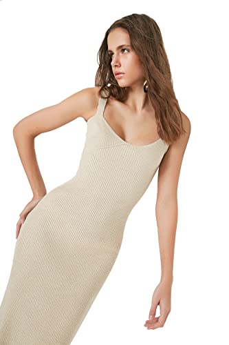 Trendyol Damen Bric-kleid Dress, Stone, S EU