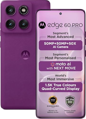 Image of Motorola Moto Edge 60 Pro 5G Ai (Tmobile Mint Tello & Global) (512GB+12GB) NFC 50MP Triple Cam Dual Sim 6.7 inch XT2507-1 Latino American Version (Pantone Sparkling Grape)