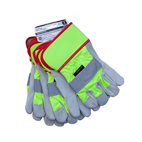 Up To 60% OFF SAFE HANDLER Reflect Pro Rigger Gloves  High Visibility, Reflective Backing, Night Work, Split Leather, For Men & Women, Summer or Winter, Mechanics, Gardening, OSFM, 3 Pairs (6 gloves)
