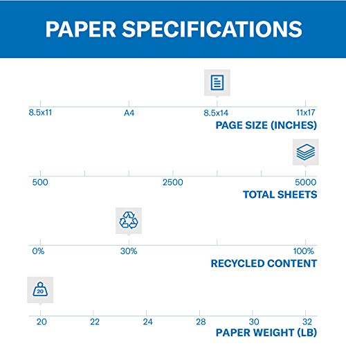 Image of Hammermill Colored Paper, 20 lb Blue Printer Paper, 8.5 x 14 - Made in the USA, Pastel Paper, 103317C - 10 Ream (5,000 Sheets)