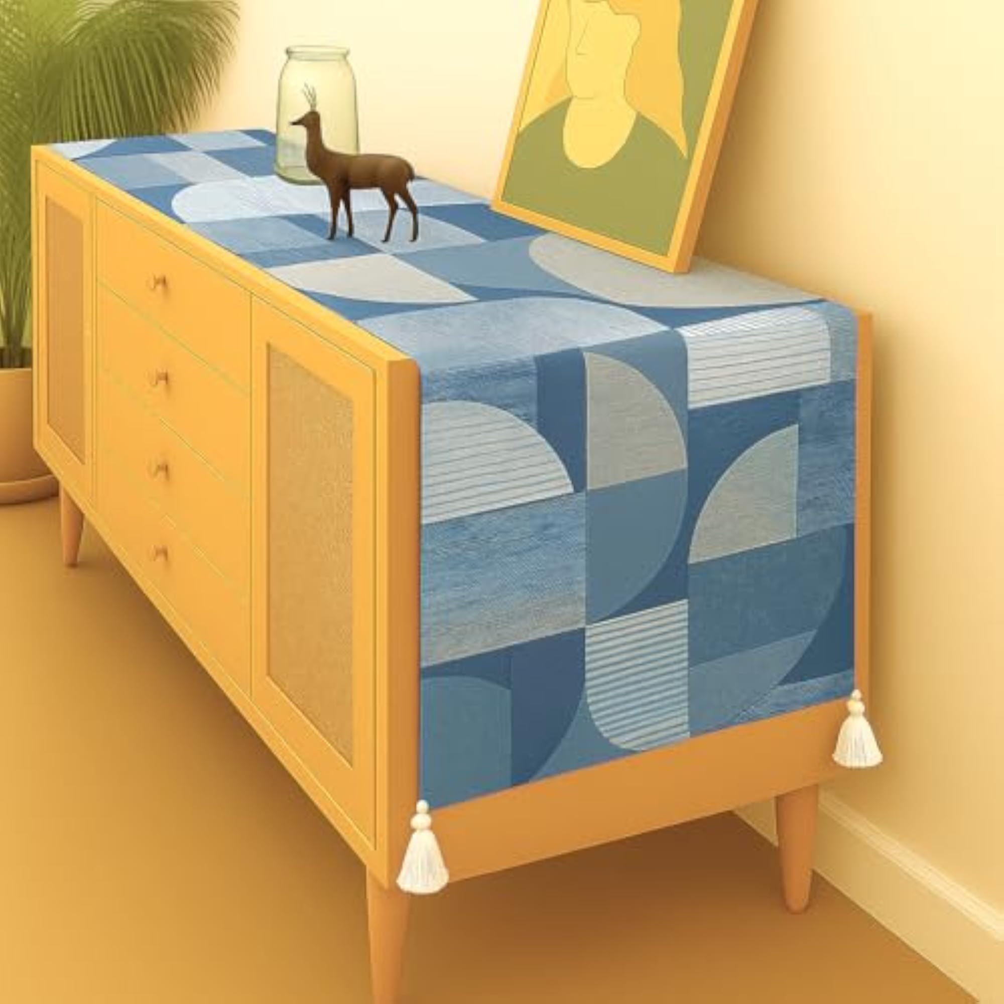 Geometric Console Runner for Entryway Cabinet