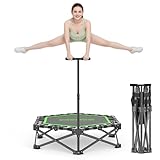 MOMODA Klappbar Fitness Trampolin Indoor mit Griff, Keine Installation Rebounder für Kinder und Erwachsene，Durchmesser 106 cm (grün)