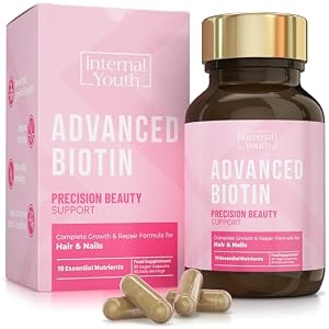 Advanced Biotin Hair Growth Vitamins – Hair Skin and Nails Vitamins for Women – Lab Tested Biotin Supplement 10000 mcg + 18 Key Beauty Ingredients – Internal Youth