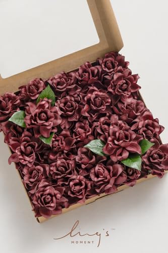 Lings-Moment-Flowers-25pcs-Burgundy-Flowers-Artificial-Gardenia-Flowers-27-Gardenias-Foam-Fake-Flowers-for-DIY-Wedding-Decor-Bouquets-Centerpieces-Bridal-Shower-Floral-Arrangements Lings Moment Flowers 25pcs Burgundy Flowers Artificial Gardenia Flowers 27 Gardenias Foam Fake Flowers for DIY Wedding Decor Bouquets Centerpieces Bridal Shower Floral Arrangements