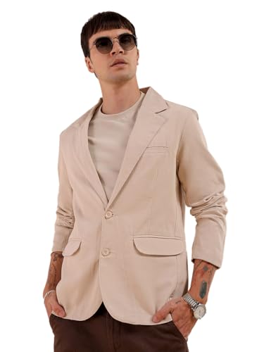 Image of The Indian Garage Co Men Slim Fit Solid Single Breasted Blazers